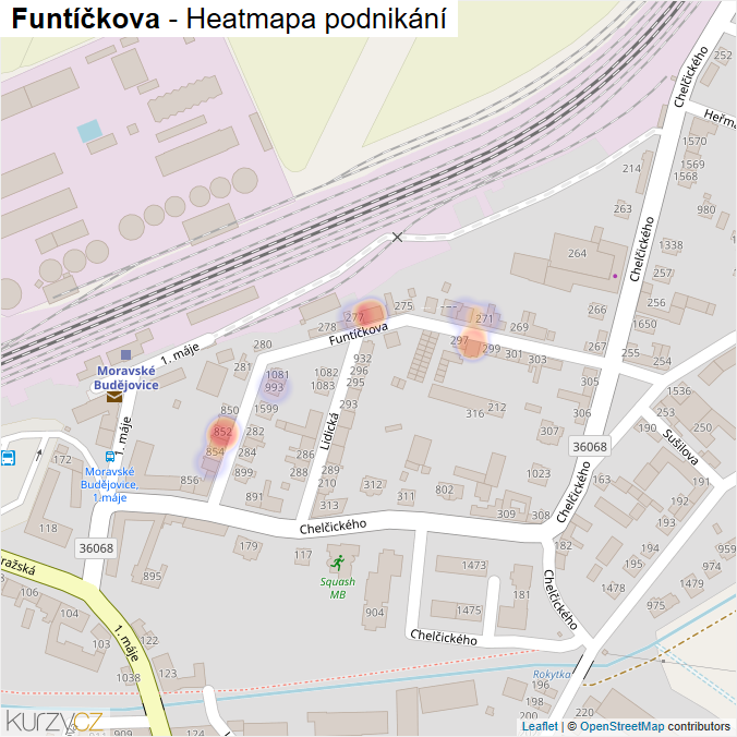 Mapa Funtíčkova - Firmy v ulici.