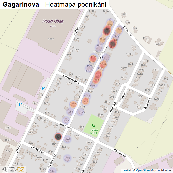 Mapa Gagarinova - Firmy v ulici.