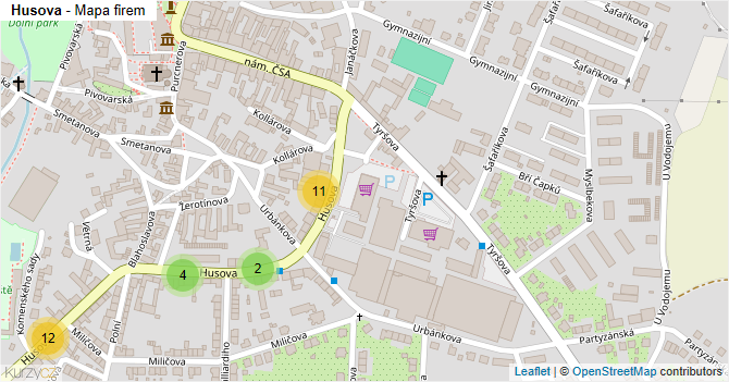 Husova - mapa firem