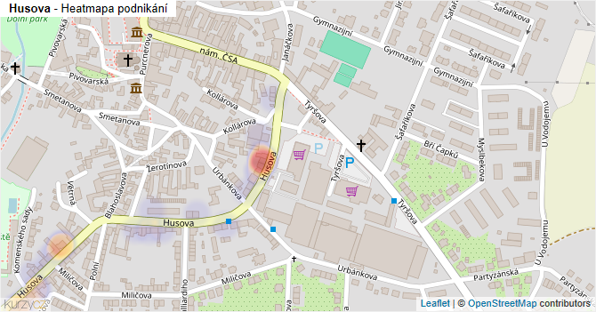 Husova - mapa podnikání