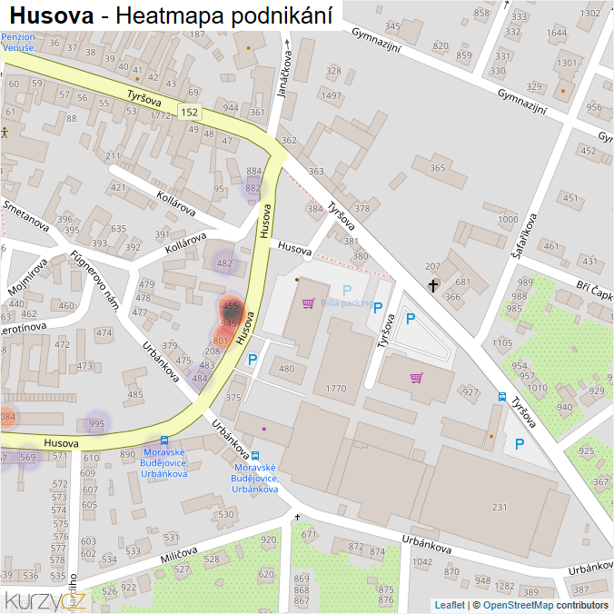 Mapa Husova - Firmy v ulici.