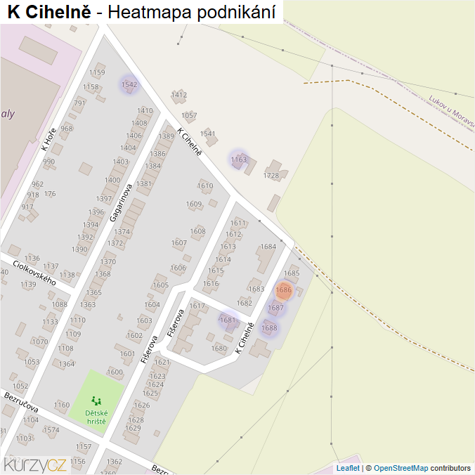 Mapa K Cihelně - Firmy v ulici.