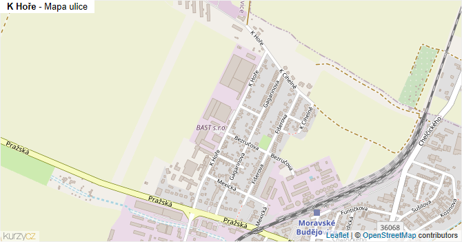 K Hoře - mapa ulice