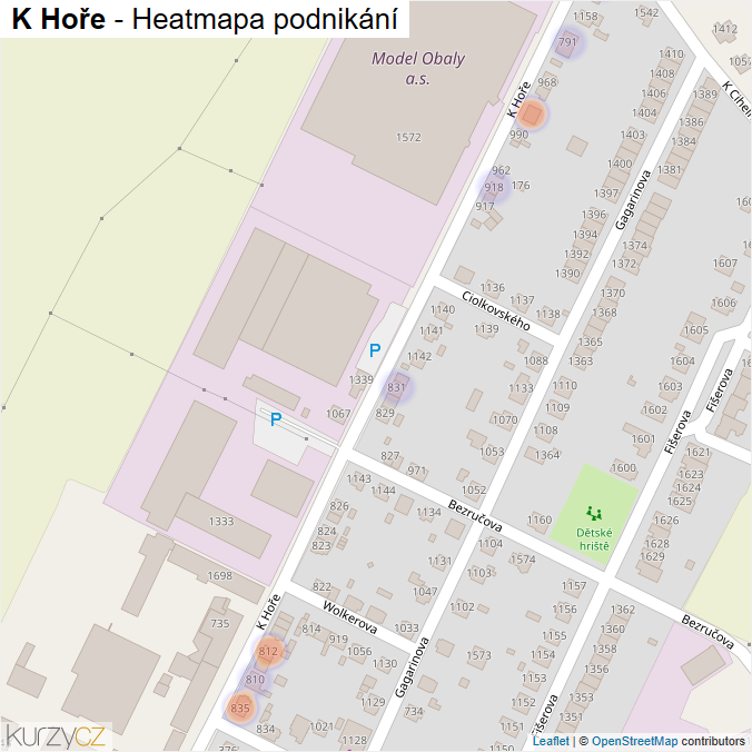 Mapa K Hoře - Firmy v ulici.