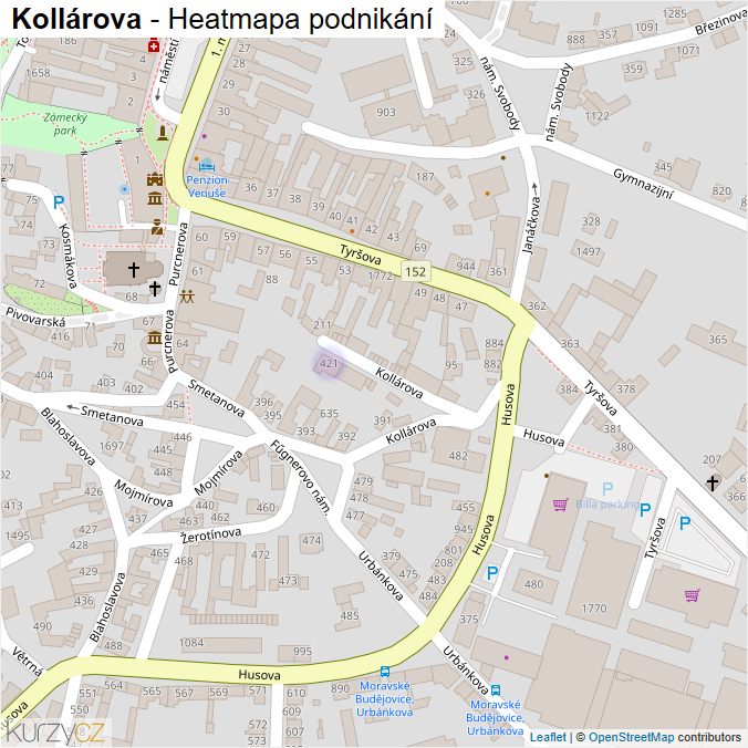 Mapa Kollárova - Firmy v ulici.