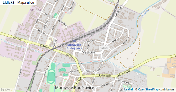 Lidická - mapa ulice