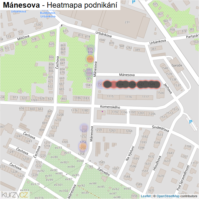 Mapa Mánesova - Firmy v ulici.