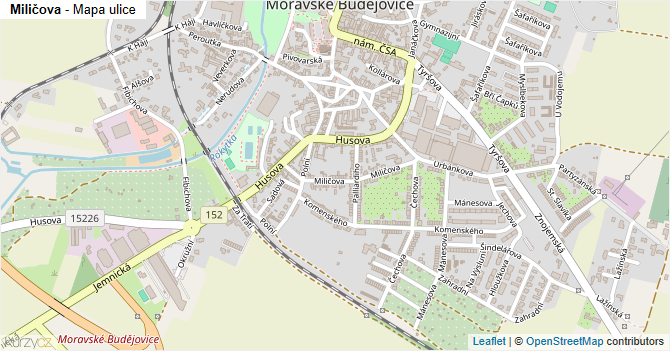 Miličova - mapa ulice