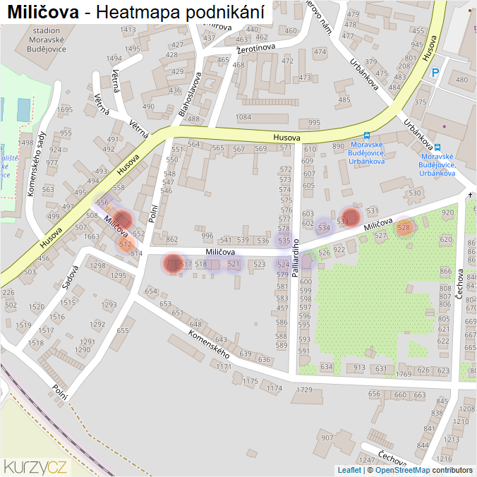 Mapa Miličova - Firmy v ulici.