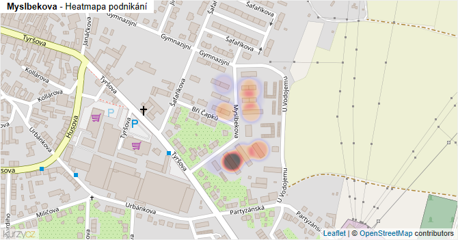 Myslbekova - mapa podnikání