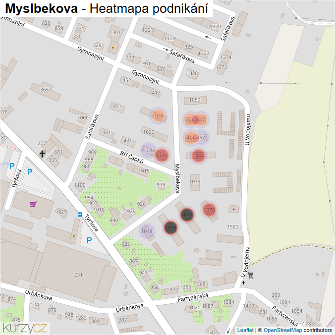 Mapa Myslbekova - Firmy v ulici.