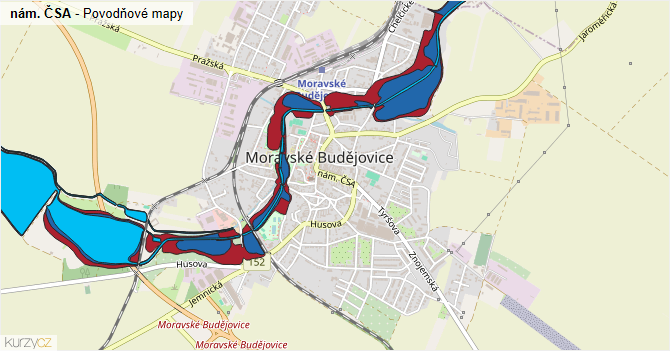 nám. ČSA - záplavové mapy stoleté vody