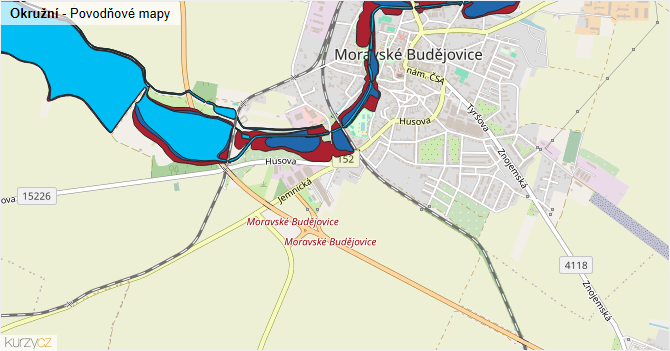 Okružní - záplavové mapy stoleté vody
