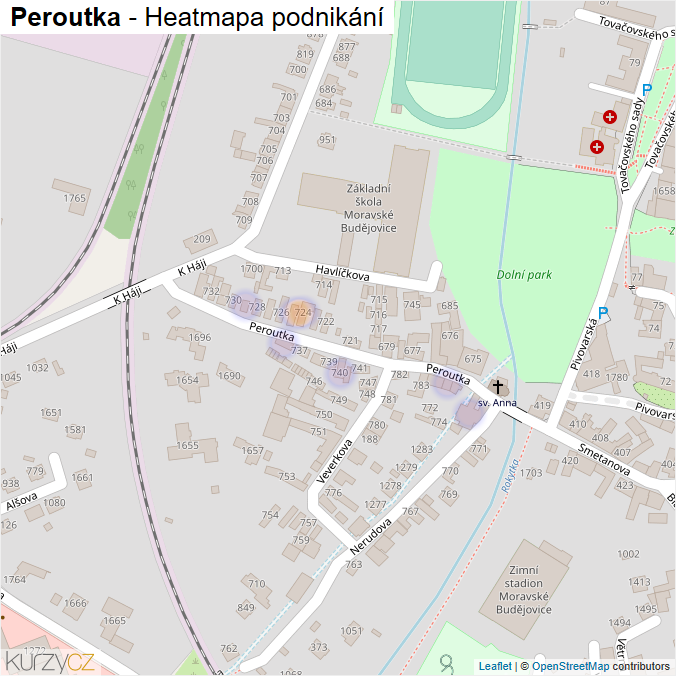 Mapa Peroutka - Firmy v ulici.