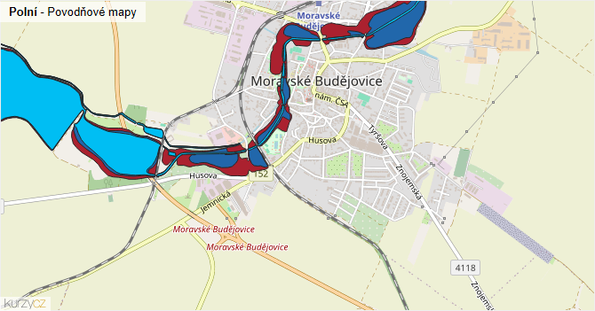 Polní - záplavové mapy stoleté vody