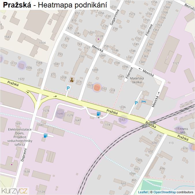 Mapa Pražská - Firmy v ulici.
