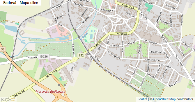Sadová - mapa ulice