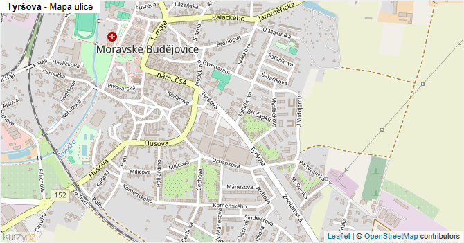 Tyršova - mapa ulice
