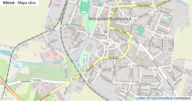 Větrná - mapa ulice