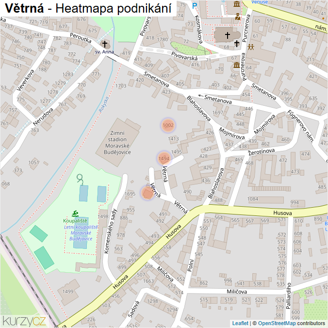 Mapa Větrná - Firmy v ulici.
