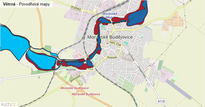 Větrná - záplavové mapy stoleté vody