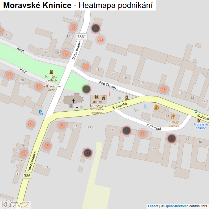 Mapa Moravské Knínice - Firmy v obci.