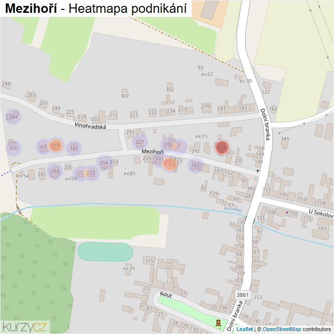 Mapa Mezihoří - Firmy v ulici.