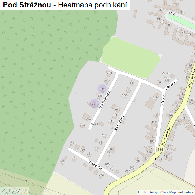 Mapa Pod Strážnou - Firmy v ulici.