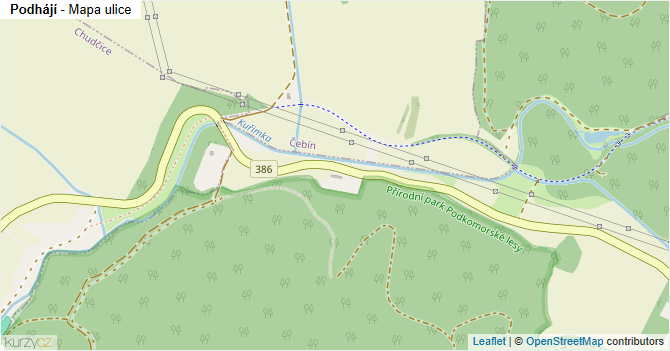 Podhájí - mapa ulice