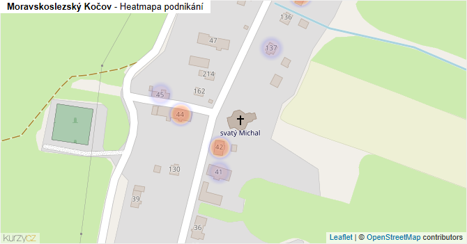 Moravskoslezský Kočov - mapa podnikání