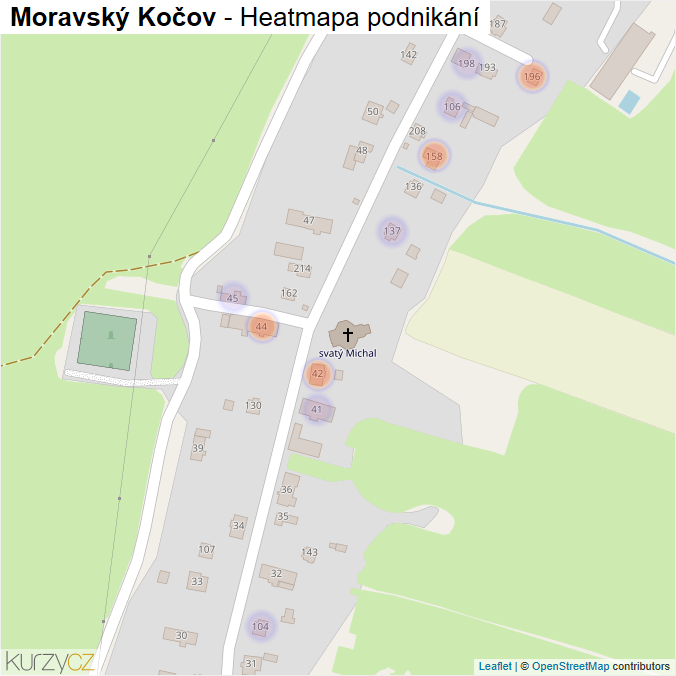 Mapa Moravský Kočov - Firmy v části obce.