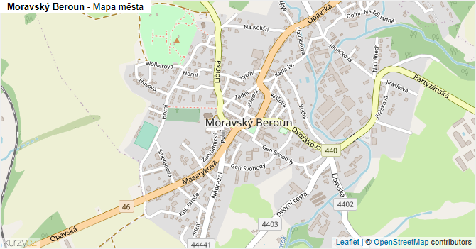 Moravský Beroun - mapa města