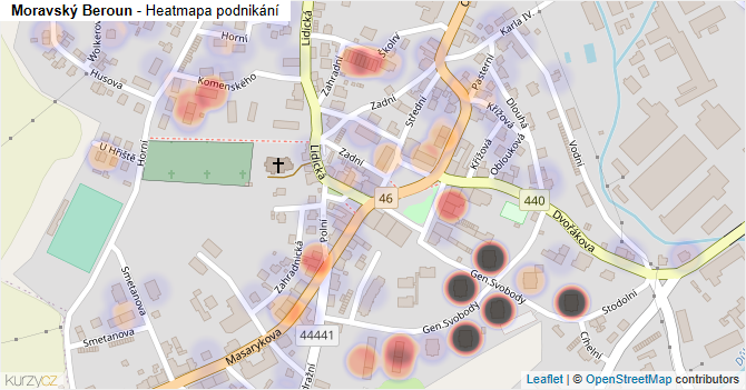 Moravský Beroun - mapa podnikání