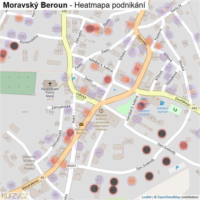 Mapa Moravský Beroun - Firmy v obci.