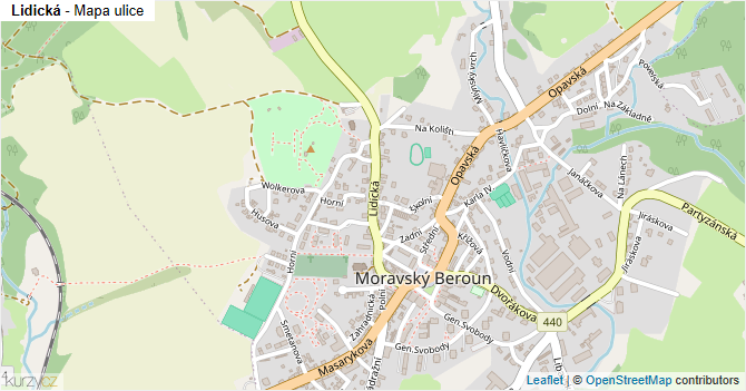 Lidická - mapa ulice