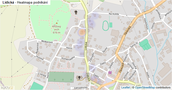 Lidická - mapa podnikání