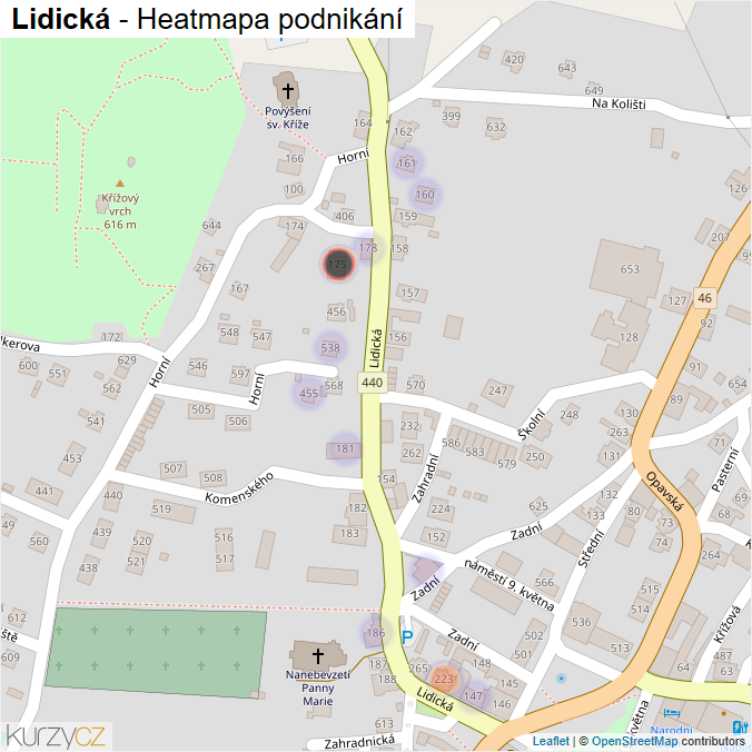 Mapa Lidická - Firmy v ulici.