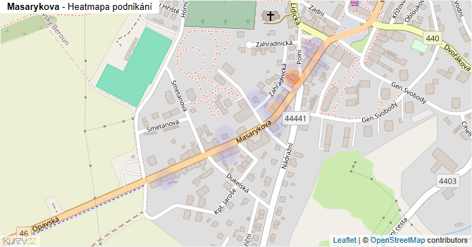 Masarykova - mapa podnikání