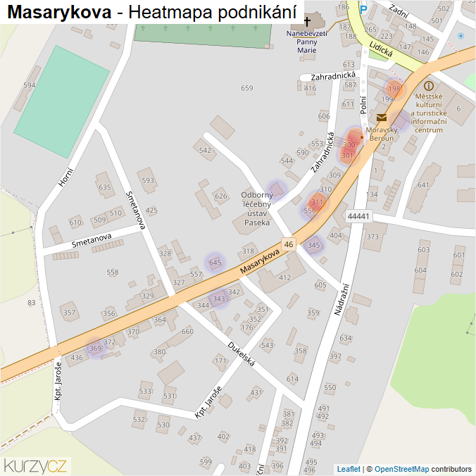 Mapa Masarykova - Firmy v ulici.