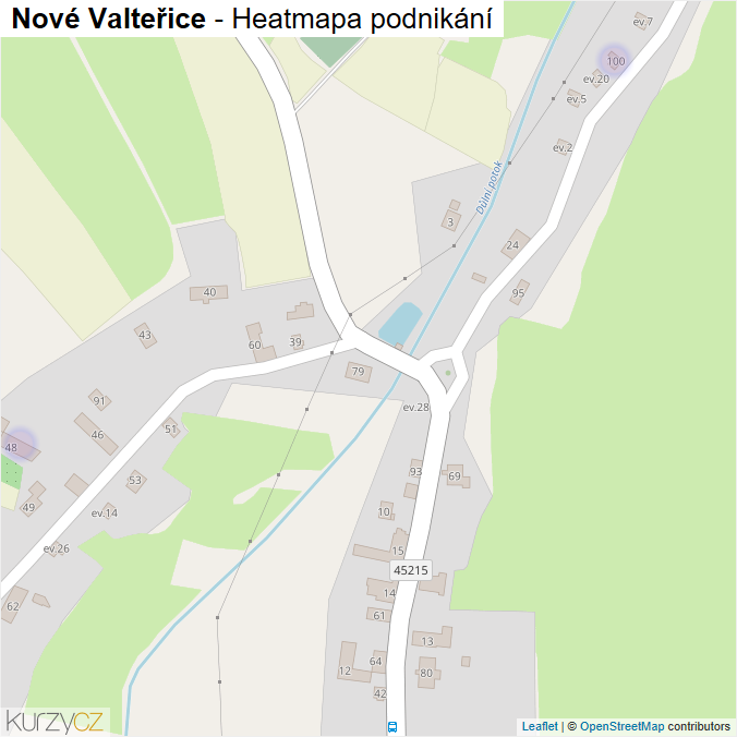 Mapa Nové Valteřice - Firmy v části obce.