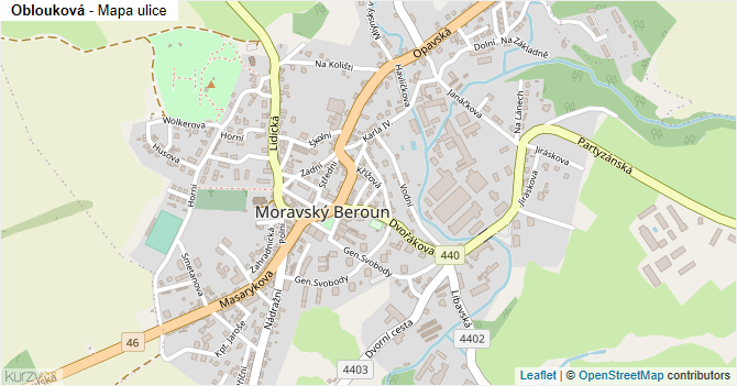 Oblouková - mapa ulice