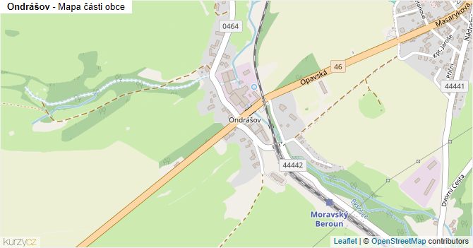 Ondrášov - mapa části obce