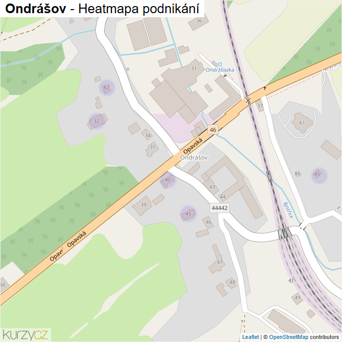 Mapa Ondrášov - Firmy v části obce.