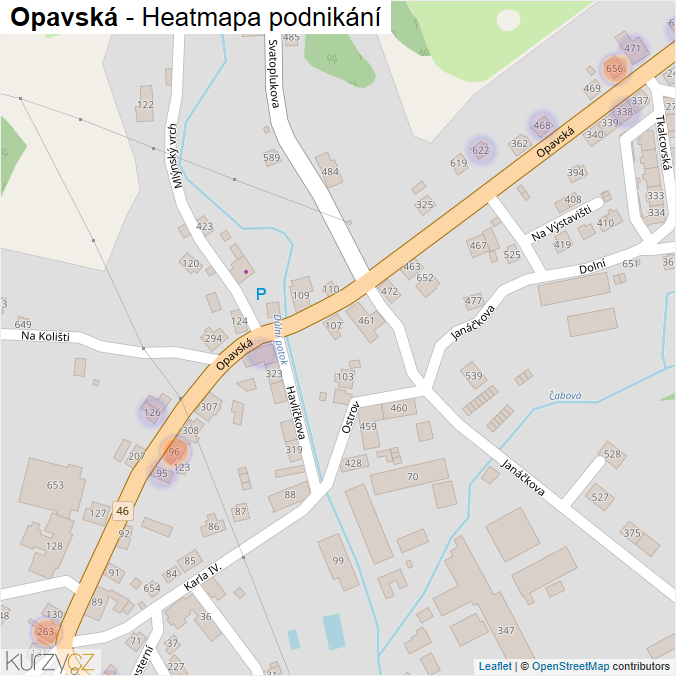 Mapa Opavská - Firmy v ulici.