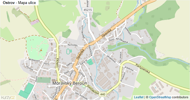 Ostrov - mapa ulice