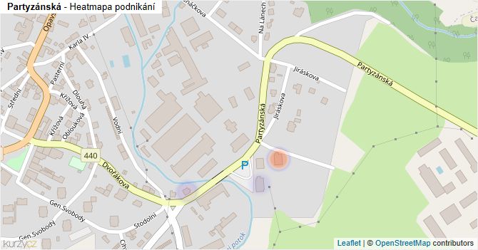 Partyzánská - mapa podnikání