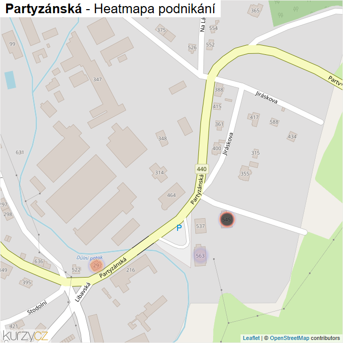 Mapa Partyzánská - Firmy v ulici.