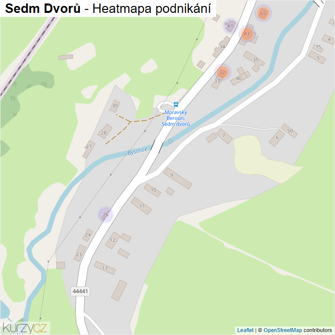 Mapa Sedm Dvorů - Firmy v části obce.