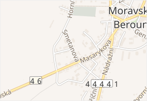 Smetanova v obci Moravský Beroun - mapa ulice