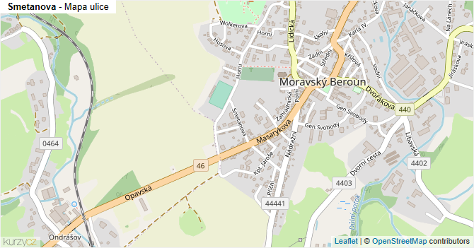 Smetanova - mapa ulice